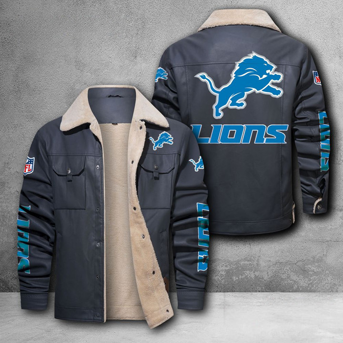DET X NFL LEATHER JACKET DATND THUONGNH