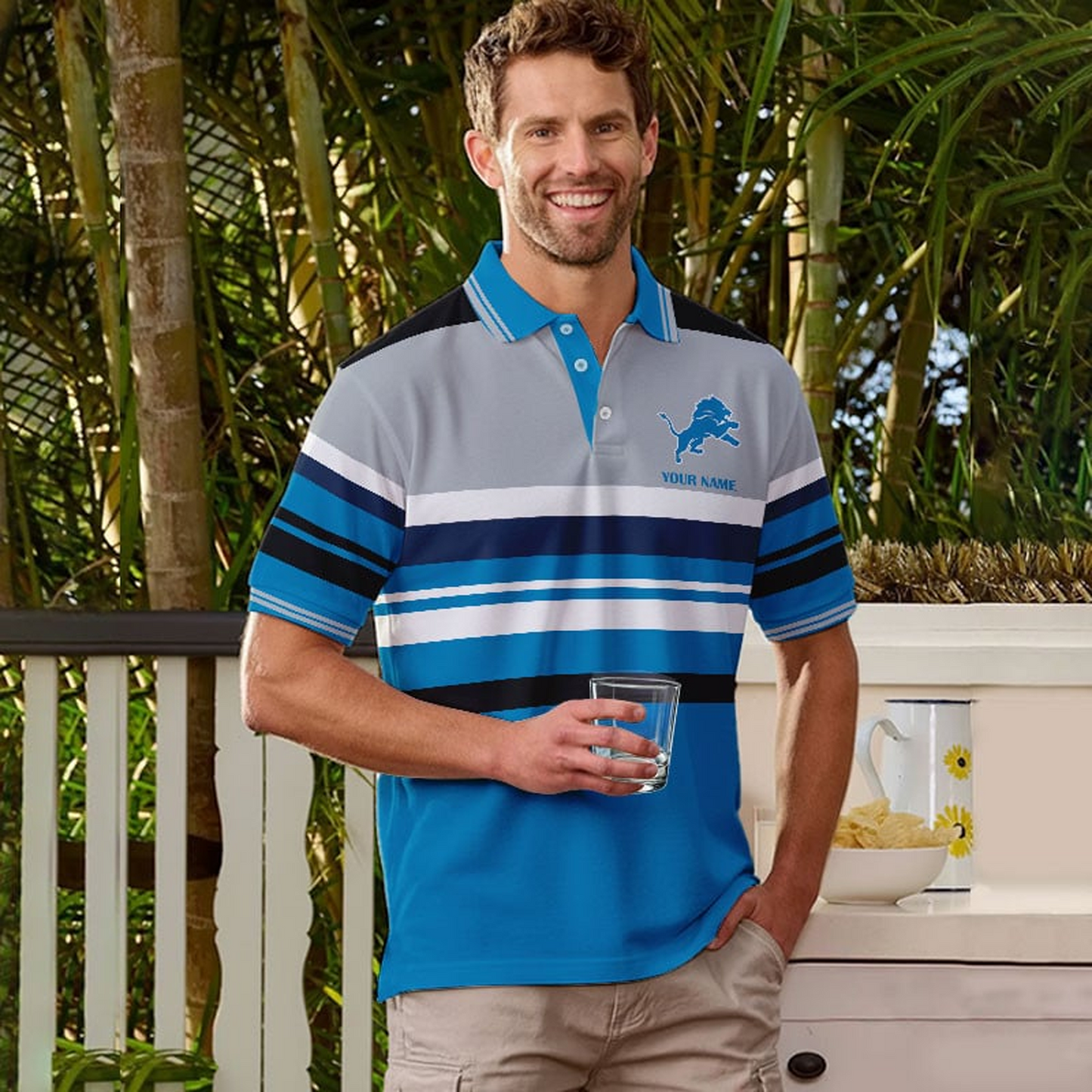 DET x NFL New Style Men Short Sleeves Polo Shirt DatND DVT