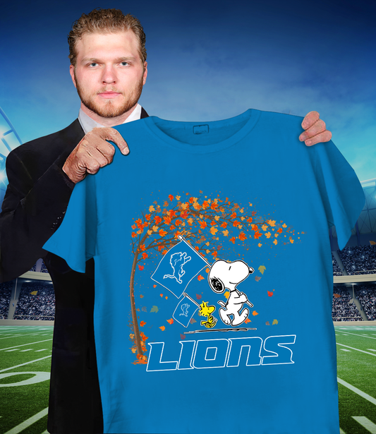 DET x NFL Snoopy and Woodstock Happy Autumn 2D Shirt DatND ThuongNH