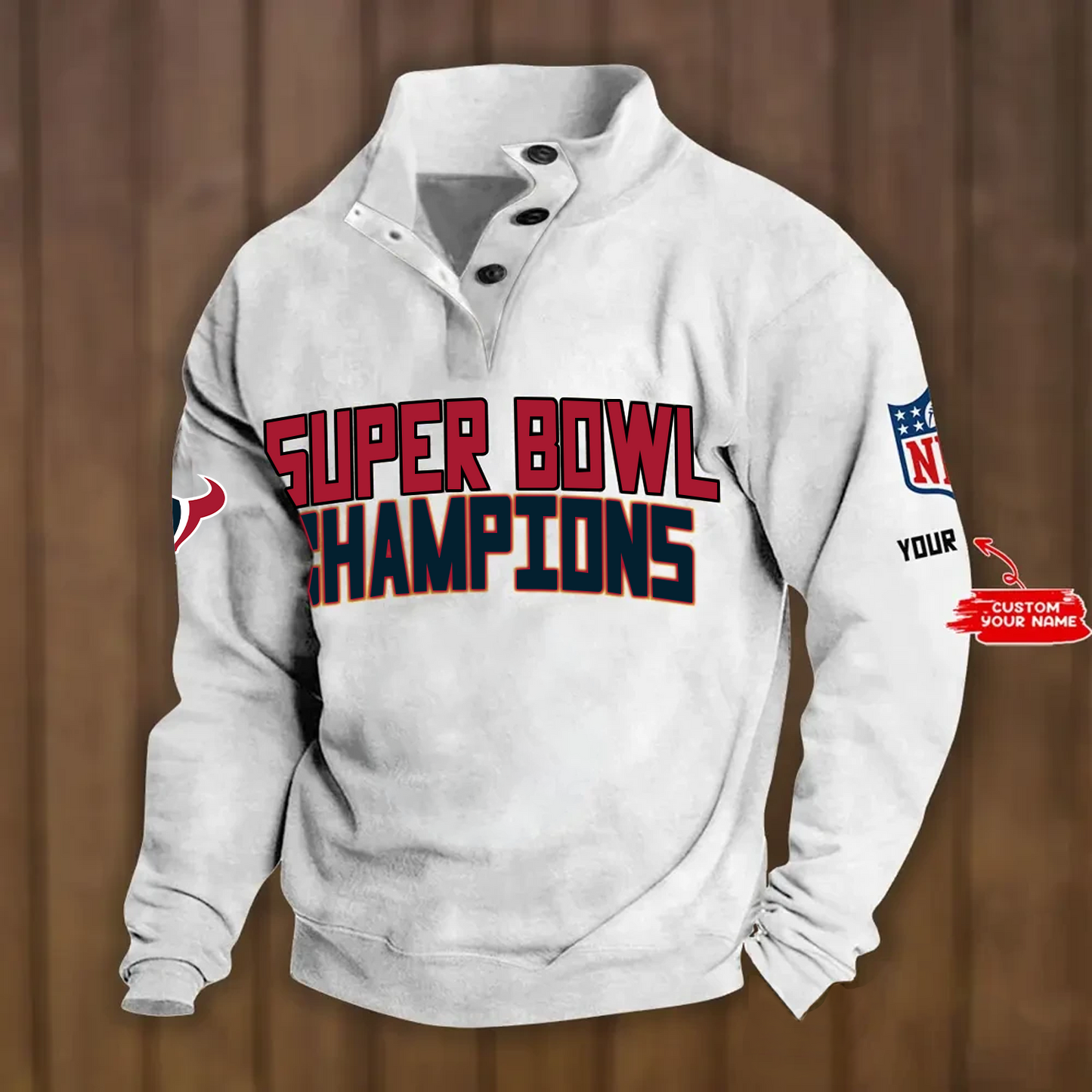 HOU x NFL Double Breasted Stand Collar Hoodies DATND TANTD