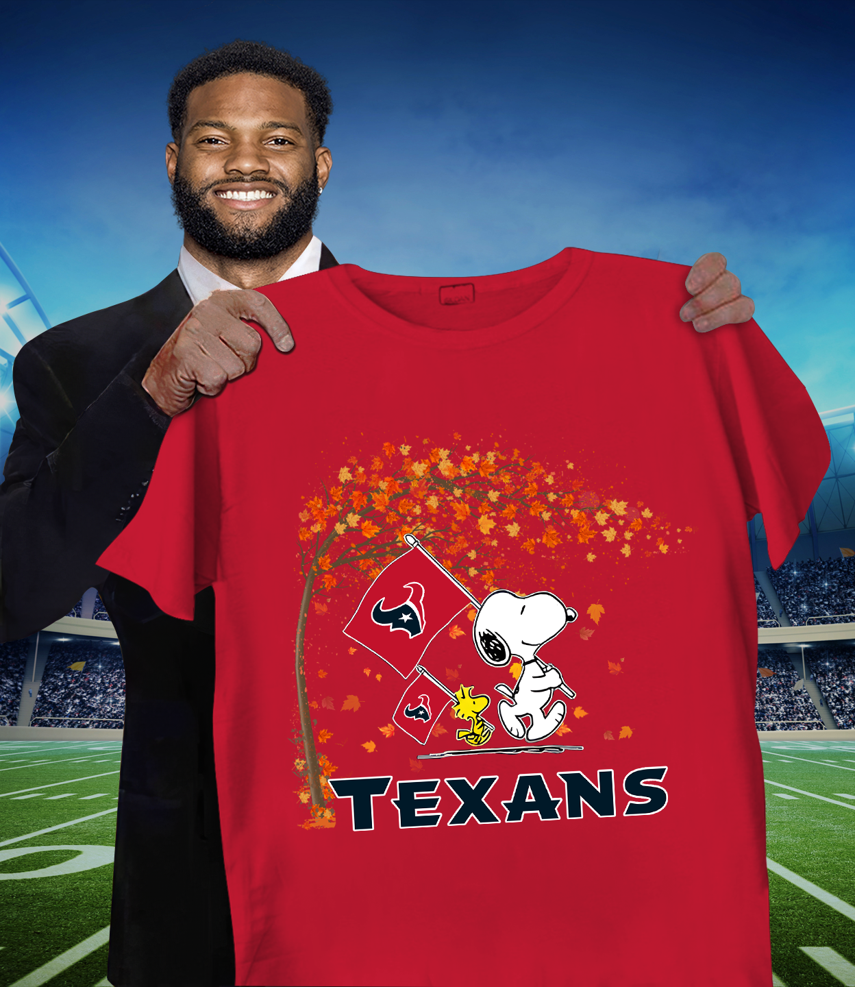 HOU x NFL Snoopy and Woodstock Happy Autumn 2D Shirt DatND ThuongNH