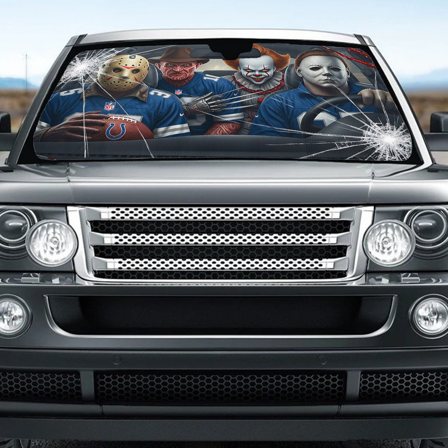 IC x NFL Horror Car Sunshade For Fan DDT CTND
