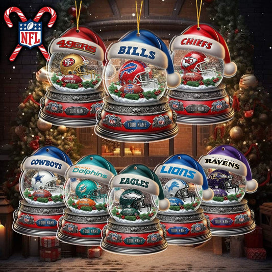 NFL Glass Snow Ball Helmet Football Ornament DDT CTND