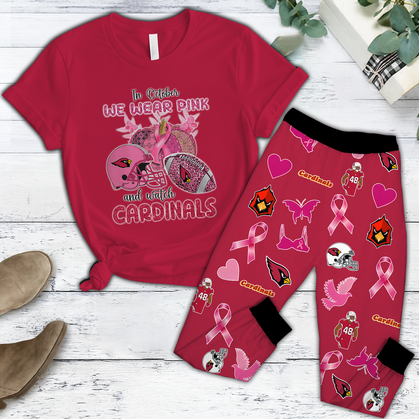 In October We Wear Pink And Watch ARI NFL Pajamas Set DatND DVT