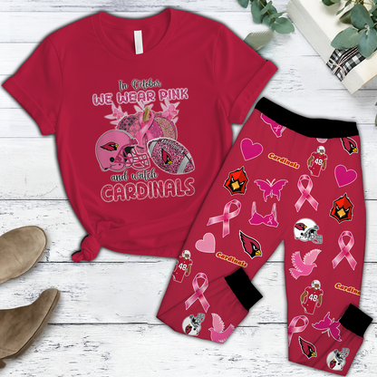 In October We Wear Pink And Watch ARI NFL Pajamas Set DatND DVT