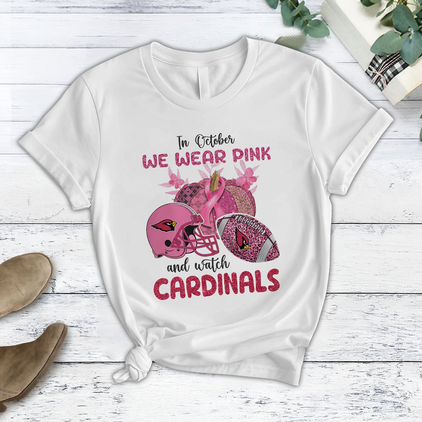In October We Wear Pink And Watch ARI NFL Pajamas Set DatND DVT