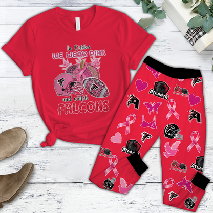 In October We Wear Pink And Watch ATL NFL Pajamas Set DatND DVT