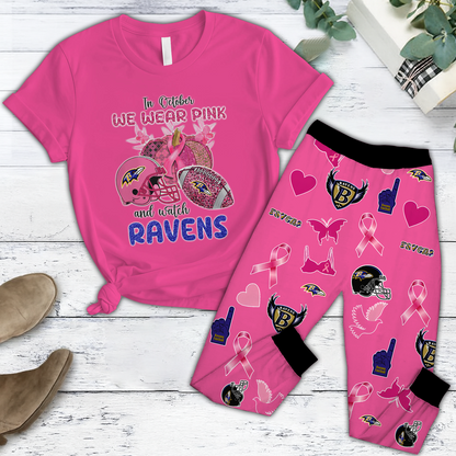 In October We Wear Pink And Watch BAL NFL Pajamas Set DatND DVT