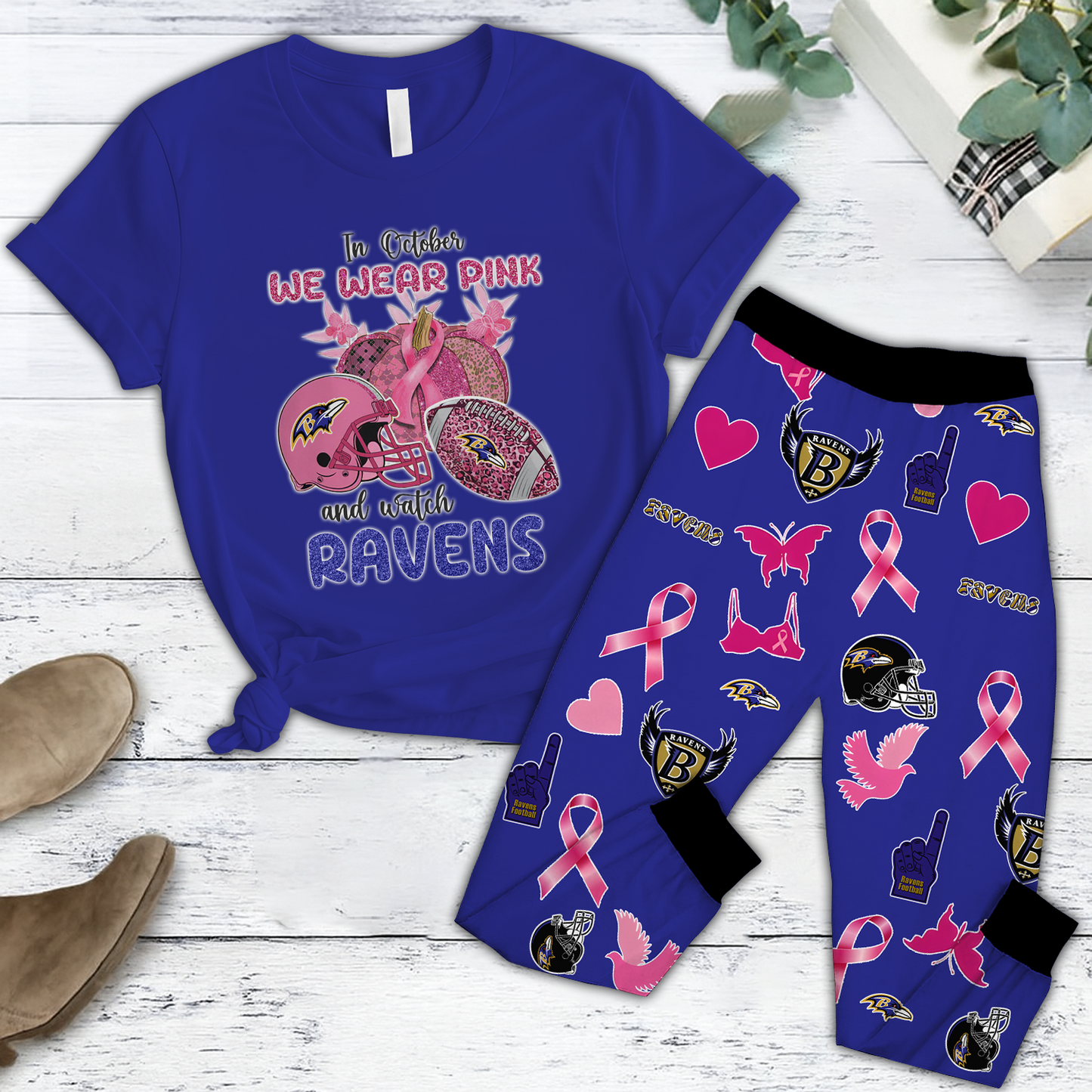 In October We Wear Pink And Watch BAL NFL Pajamas Set DatND DVT