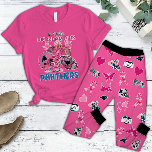 In October We Wear Pink And Watch CAR NFL Pajamas Set DatND DVT