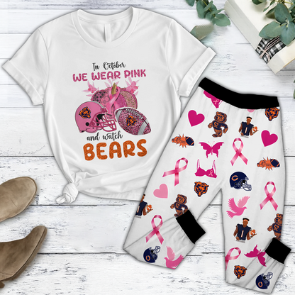 In October We Wear Pink And Watch CHI NFL Pajamas Set DatND DVT