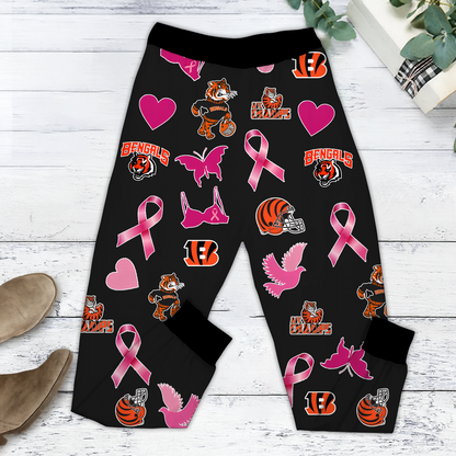 In October We Wear Pink And Watch CIN NFL Pajamas Set DatND DVT