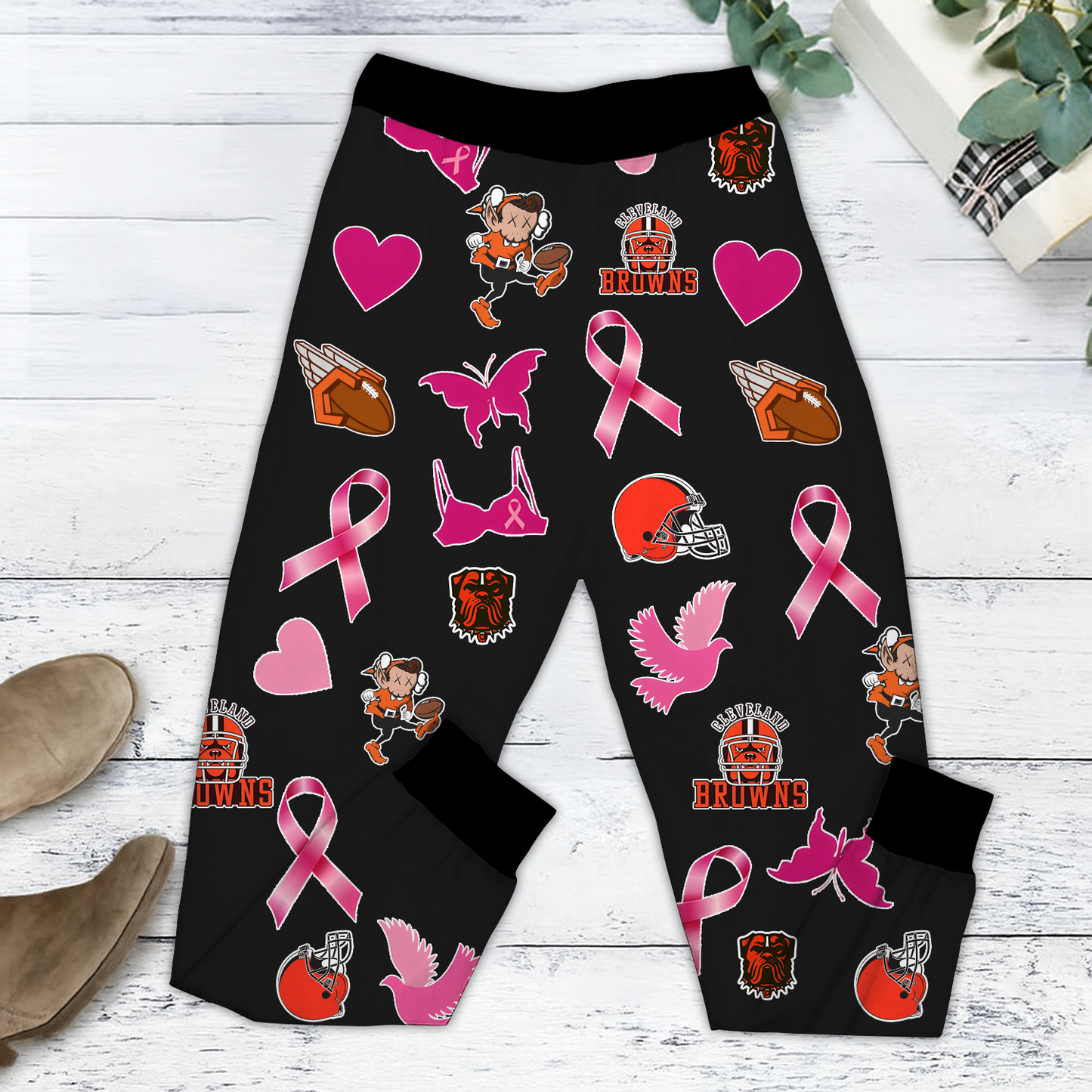 In October We Wear Pink And Watch CLE NFL Pajamas Set DatND DVT