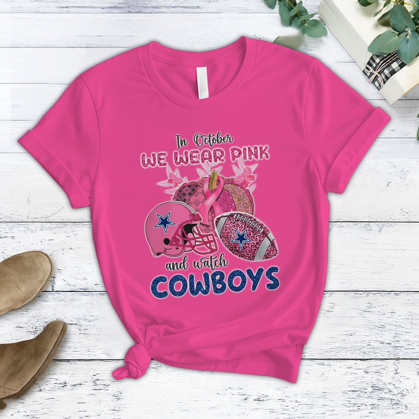 In October We Wear Pink And Watch DAL NFL Pajamas Set DatND DVT