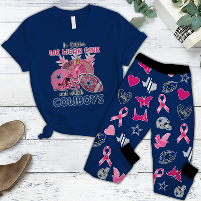 In October We Wear Pink And Watch DAL NFL Pajamas Set DatND DVT