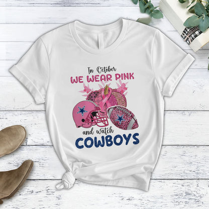 In October We Wear Pink And Watch DAL NFL Pajamas Set DatND DVT