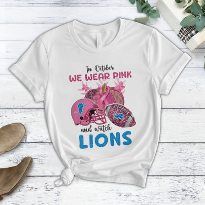 In October We Wear Pink And Watch DET NFL Pajamas Set DatND DVT