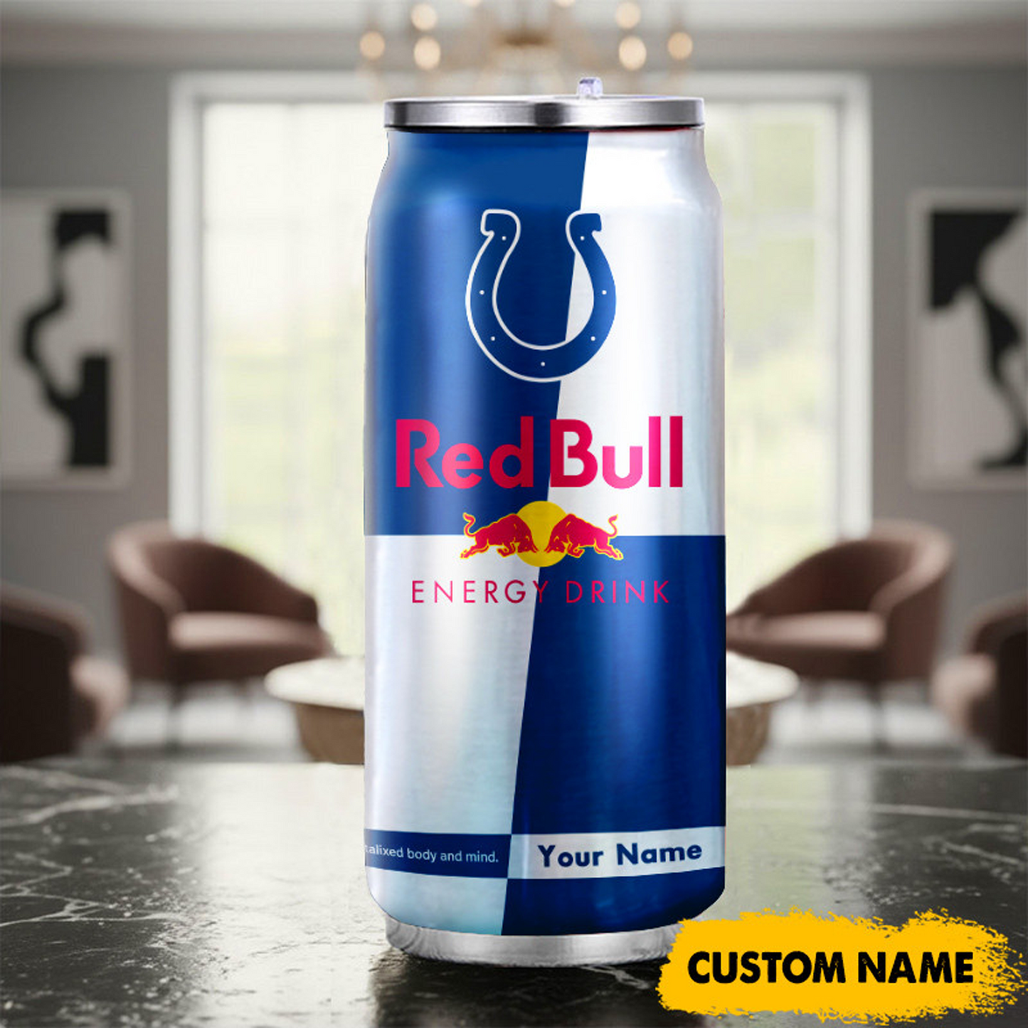 IND x NFL Mix RedB Drink Can Tumbler Custom Any Name DATND TANTD