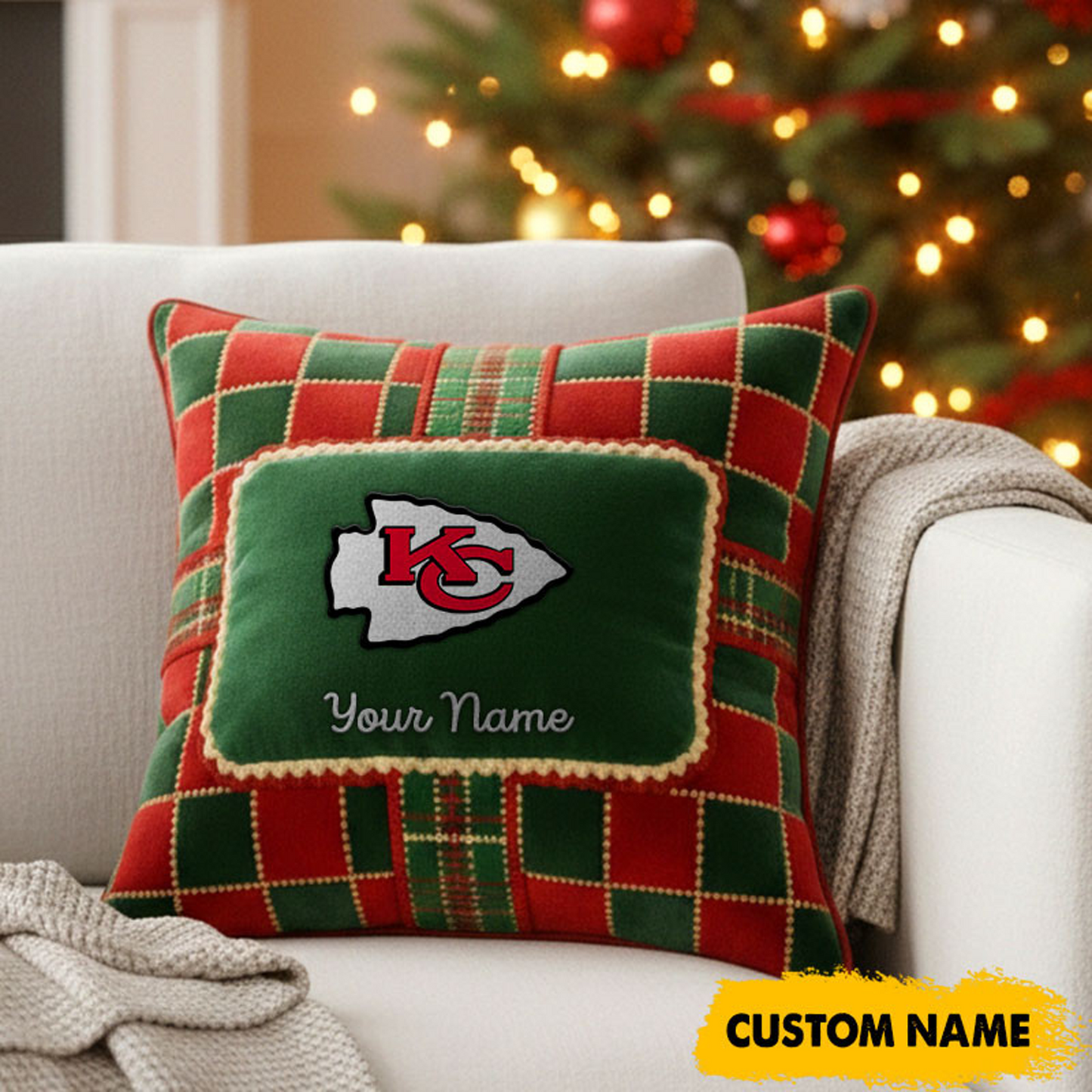 KC x NFL Christmas New Square Pillow DatND DVT