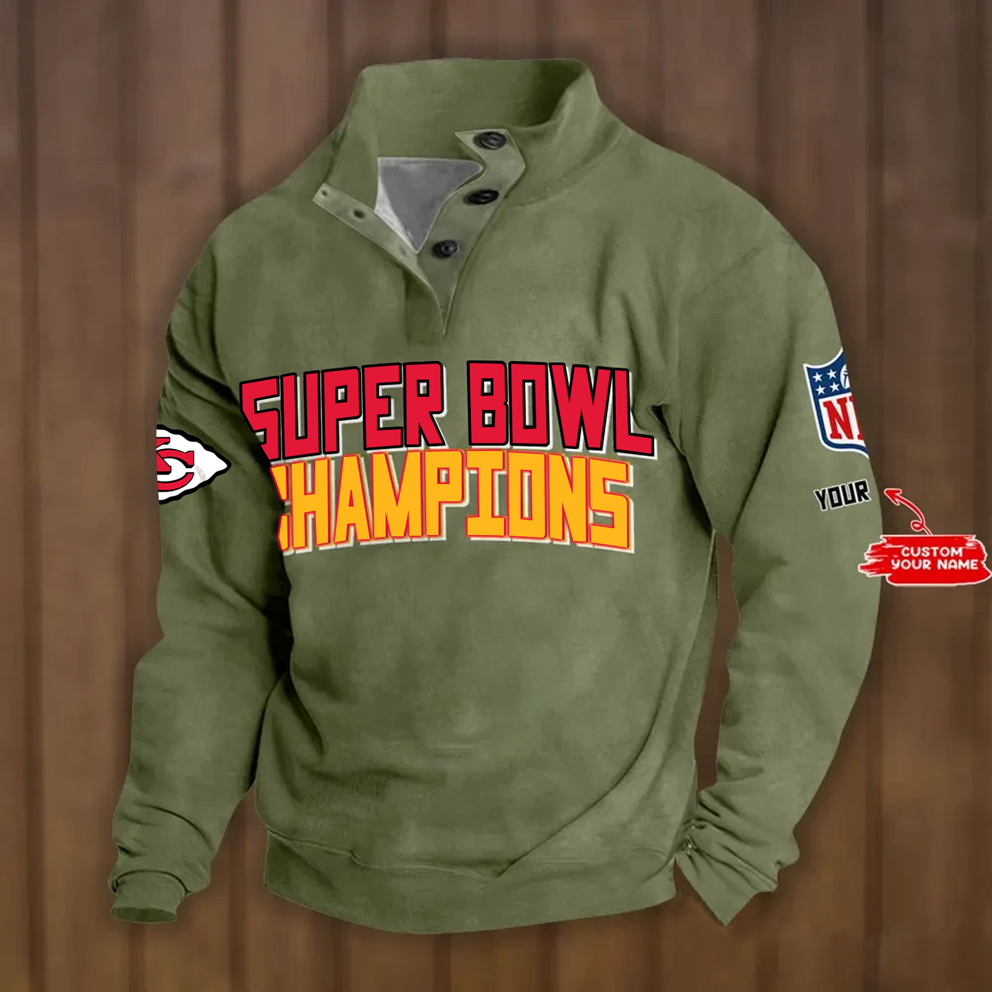 KC x NFL Double Breasted Stand Collar Hoodies DATND TANTD