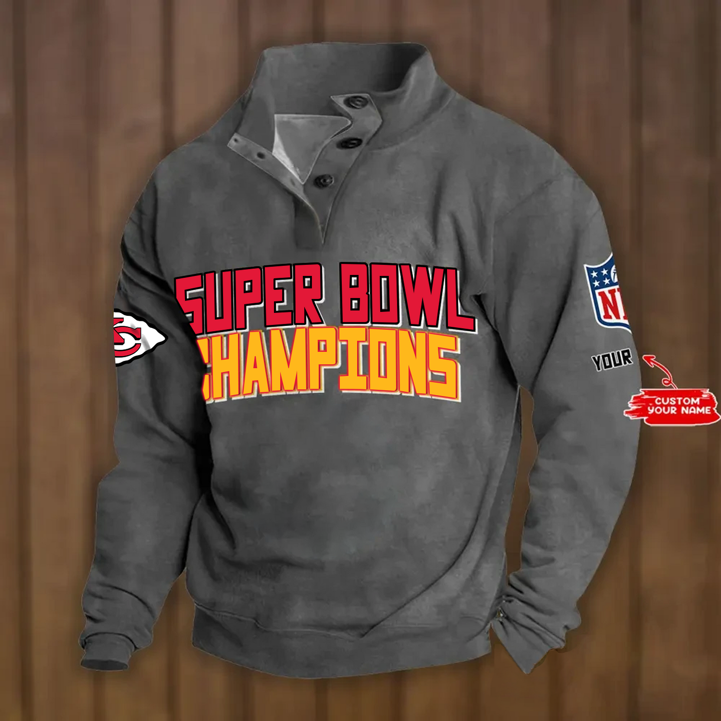 KC x NFL Double Breasted Stand Collar Hoodies DATND TANTD