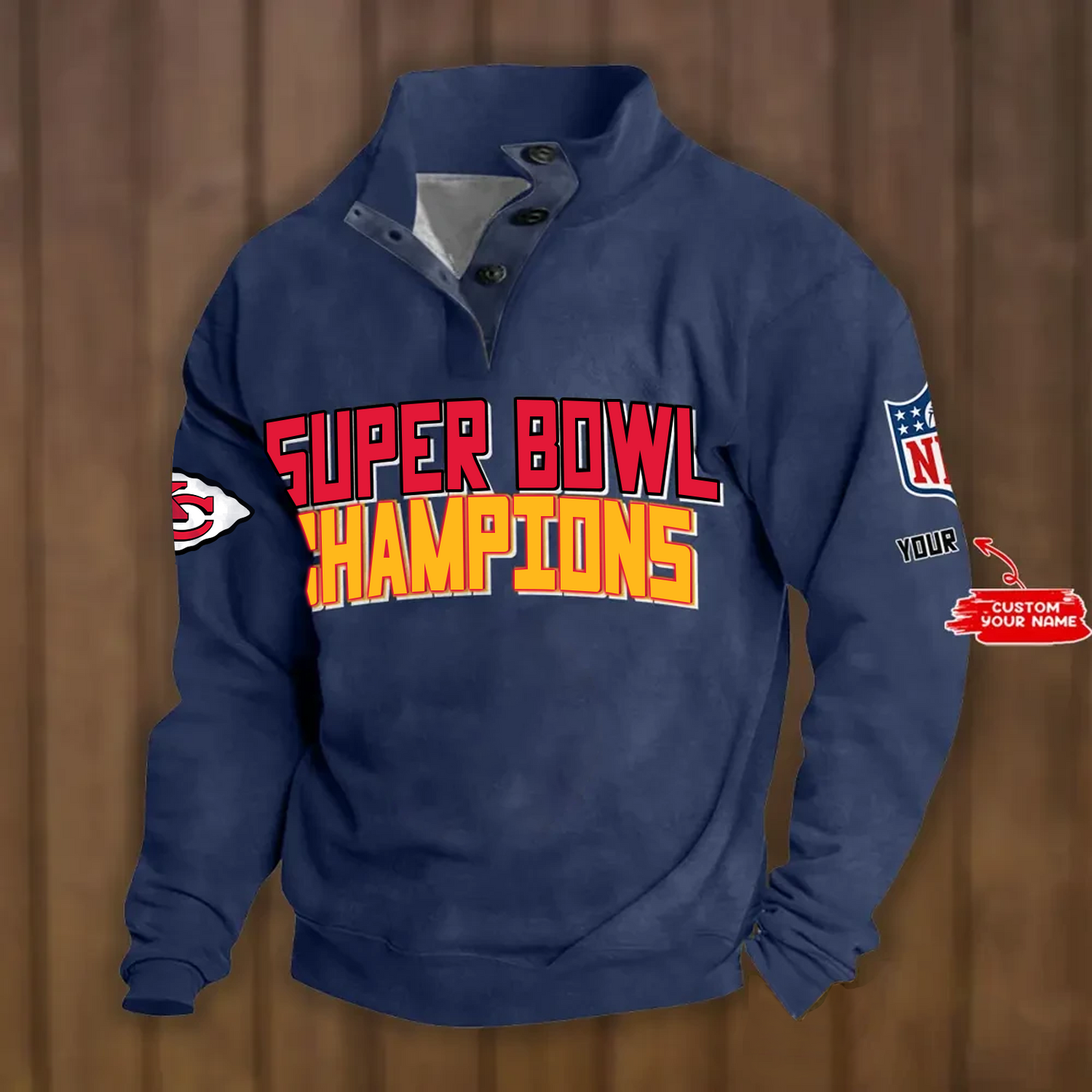 KC x NFL Double Breasted Stand Collar Hoodies DATND TANTD