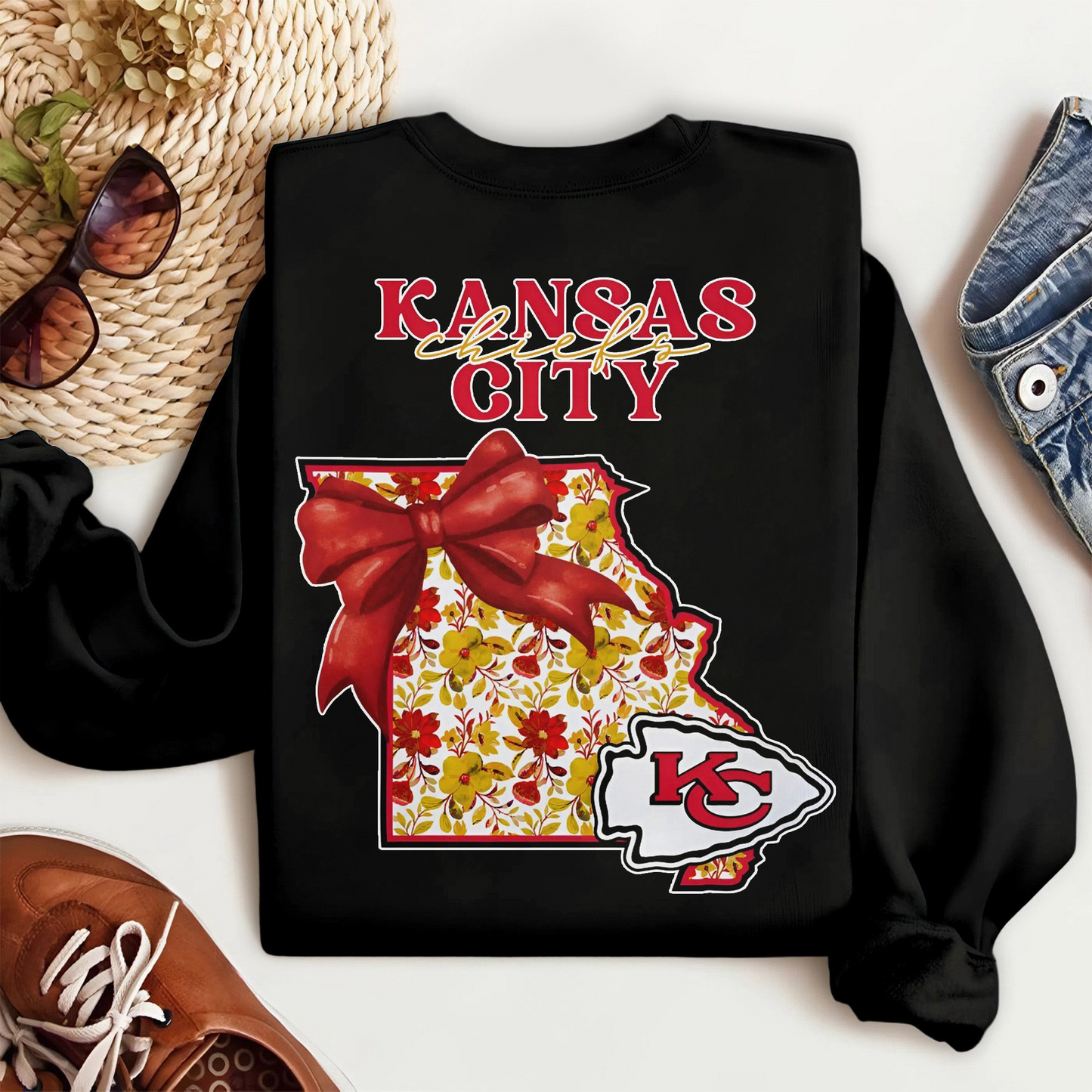 KCC Premium NFL Cozy State Bow Sweatshirt DDT NTL