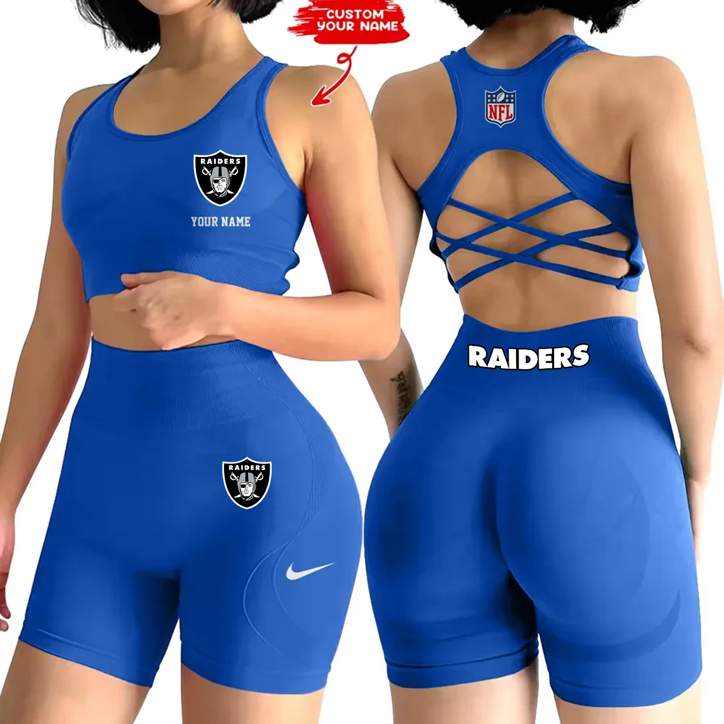 LVR x NFL 2-PCS Women's Seamless Yoga Set Sexy Sport Bra High Waist Sports Shorts DATND TANTD