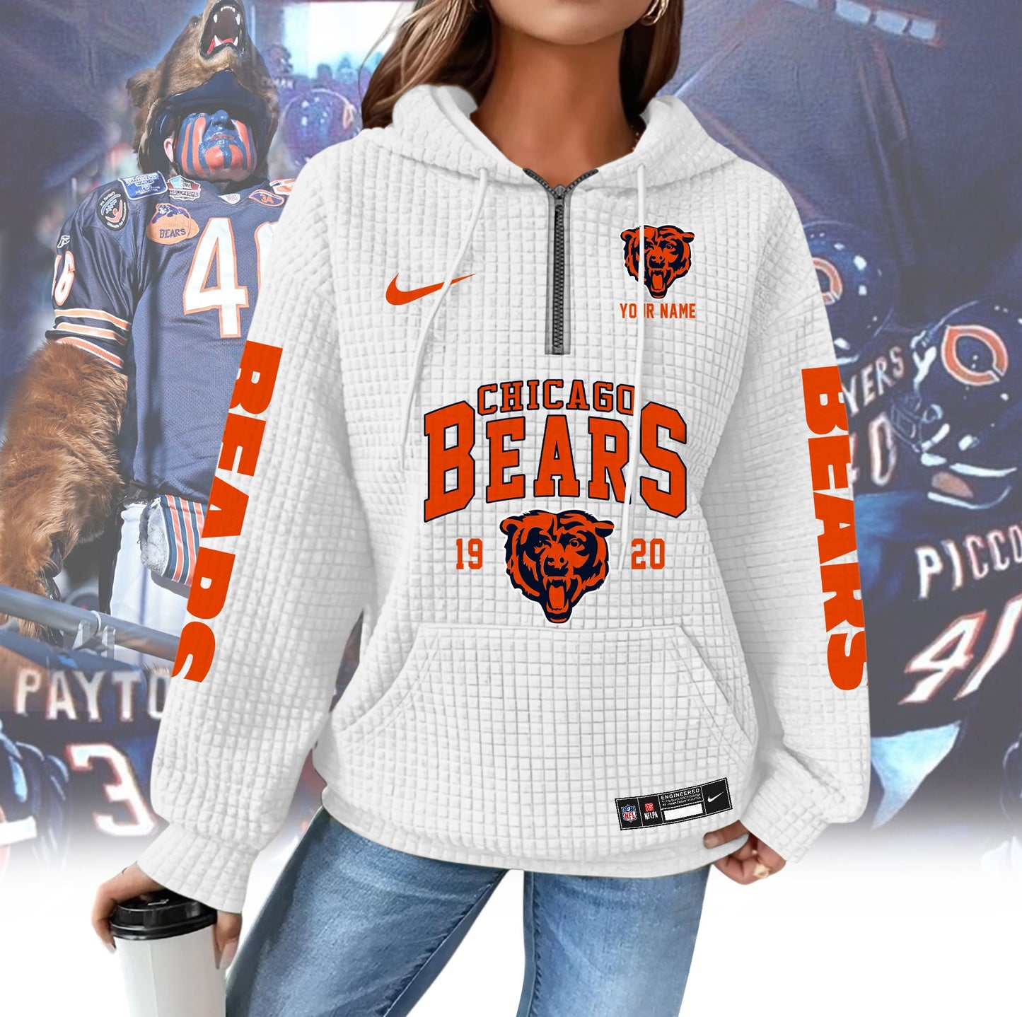 CHI Premium NFL Waffle Hoodie DDT CTND