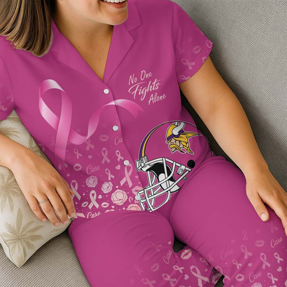 MV Premium NFL Breast Cancer October Button Pajamas Set DDT NTL