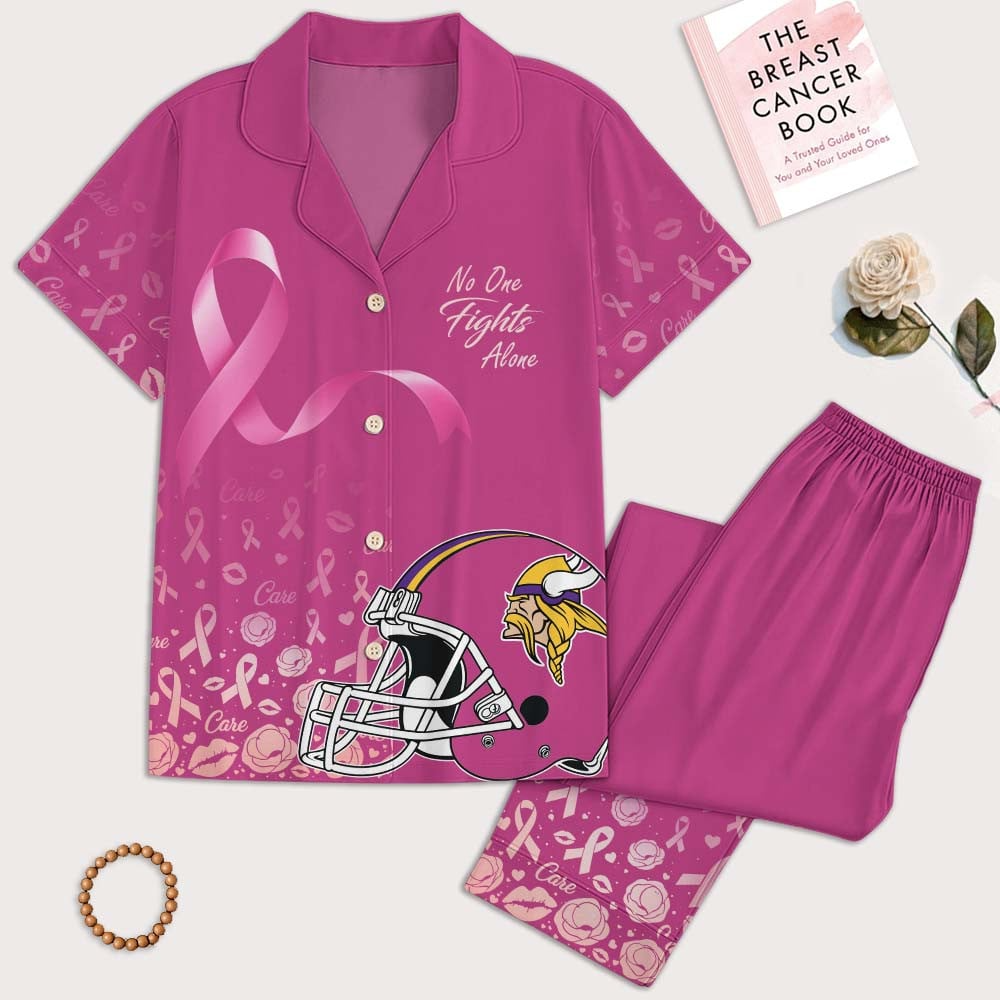 MV Premium NFL Breast Cancer October Button Pajamas Set DDT NTL
