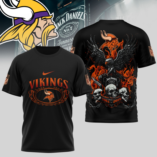 MV Premium NFL Flaming Eagle Skull T-Shirt DDT CTND