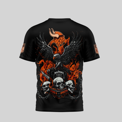 MV Premium NFL Flaming Eagle Skull T-Shirt DDT CTND