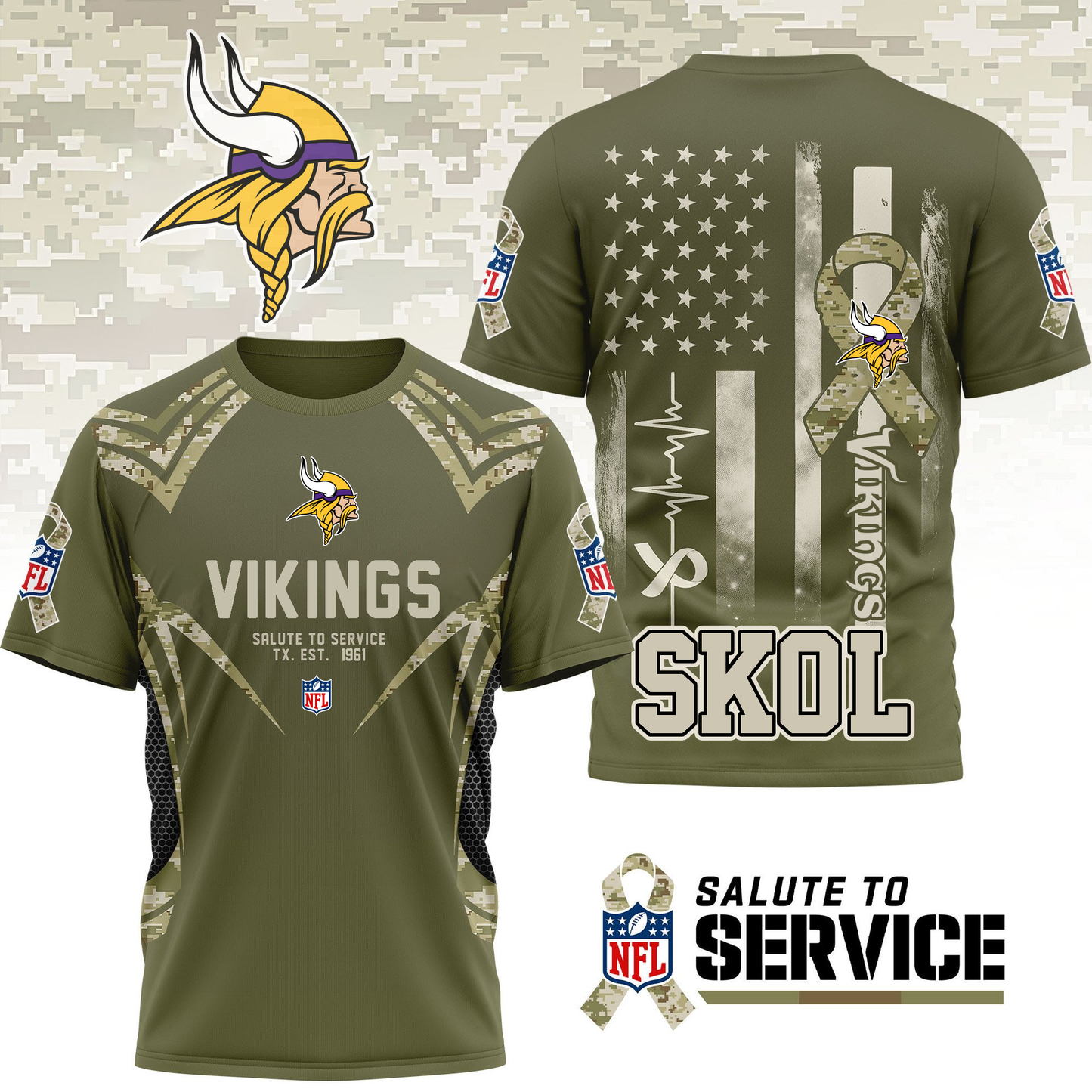 MV Premium NFL Salute to Service Camo 3D Shirt DDT CTND