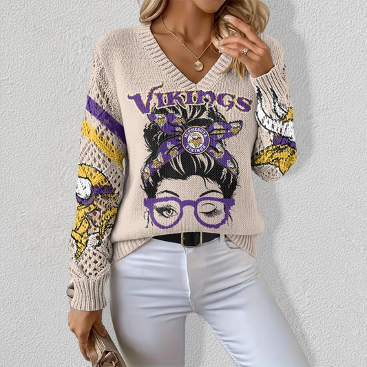 MV x NFL Crochet Sleeve V-Neck Sweater DDT HLPHUONG