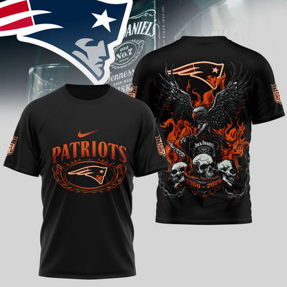NEP Premium NFL Flaming Eagle Skull T-Shirt DDT CTND