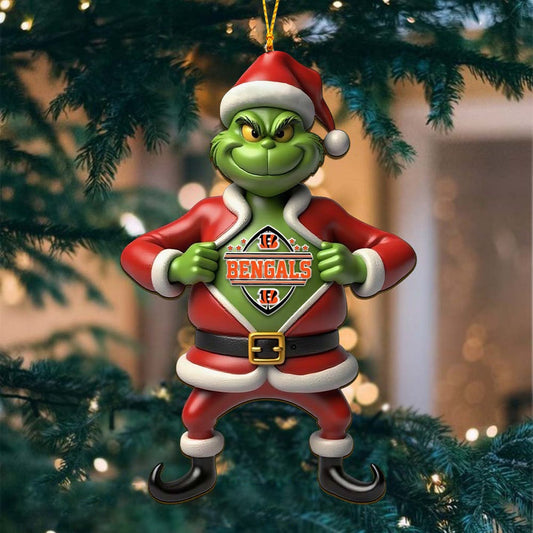 NFL CIN The Grinch x Christmas Acrylic Ornament Gift For Fan NDT NHM