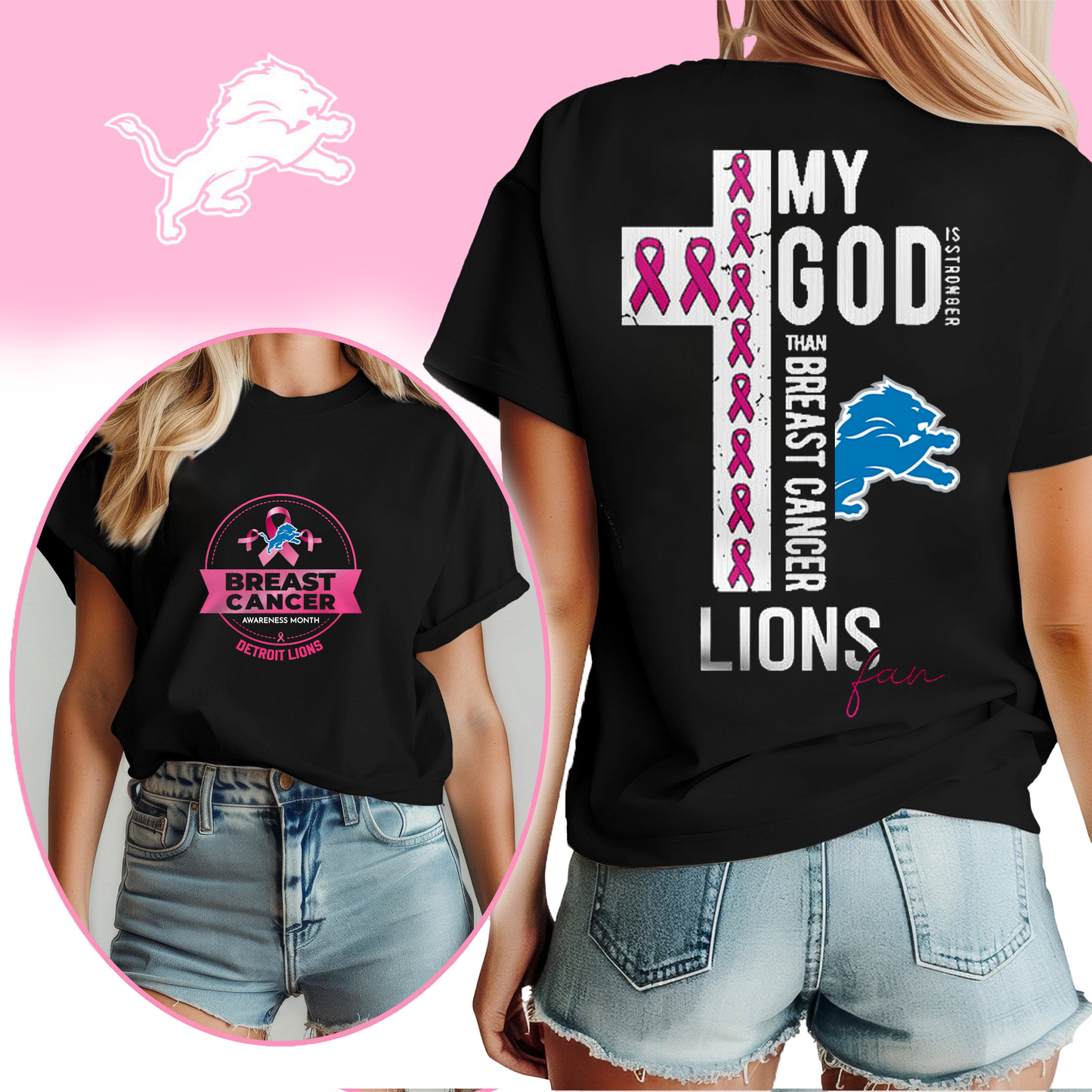 NFL DL - Breast Cancer My God In Stronger Shirt DDT HLP
