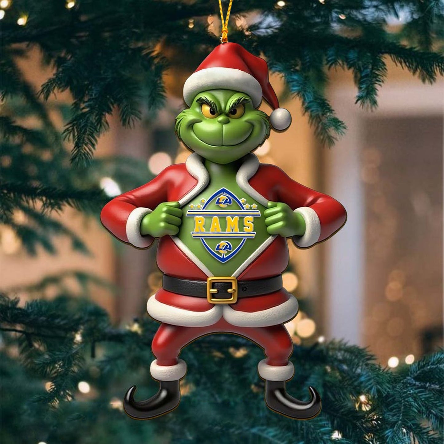 NFL LAR The Grinch x Christmas Acrylic Ornament Gift For Fan NDT NHM