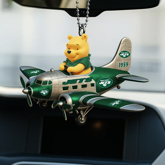 NFL NYJ x Winnie The PH Premium Car Hanging Ornament DDT NTL