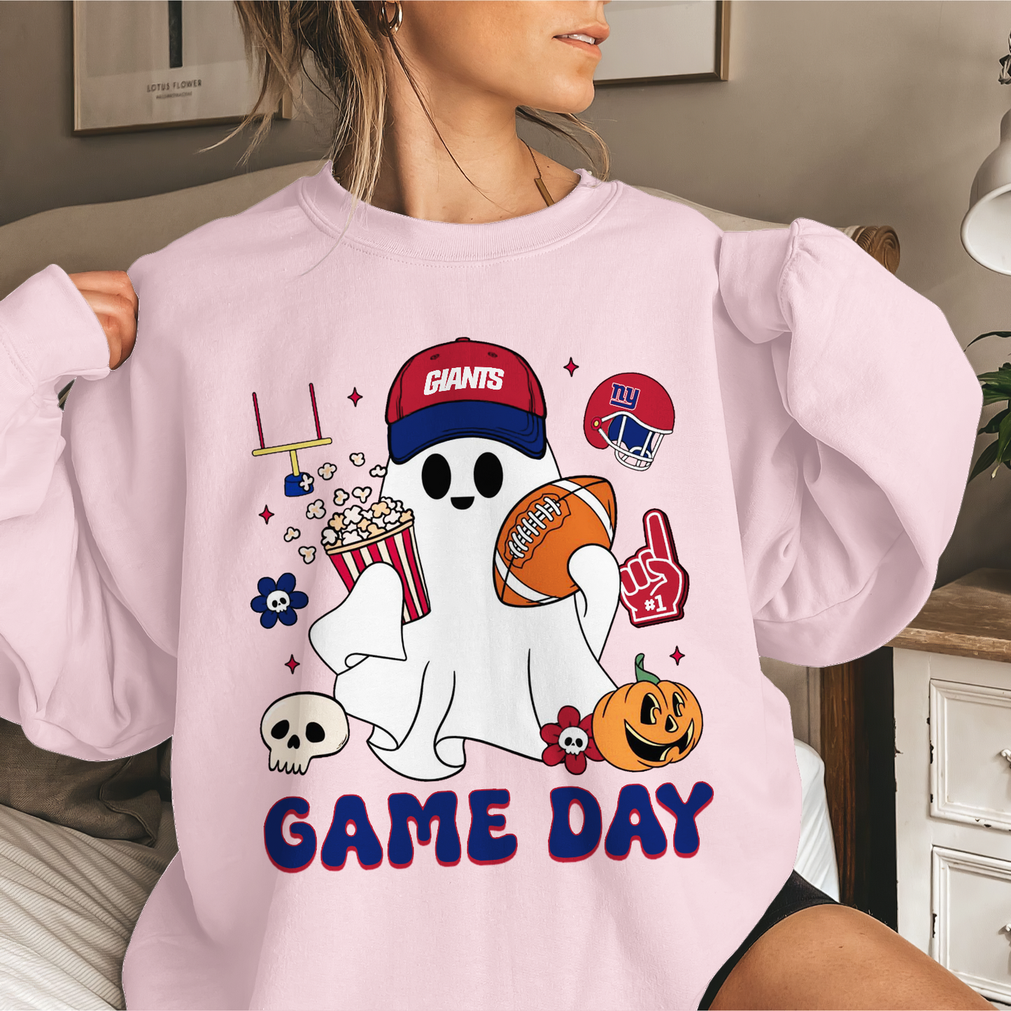 NYG Game Day Football Ghost Sweatshirt DDT NTL
