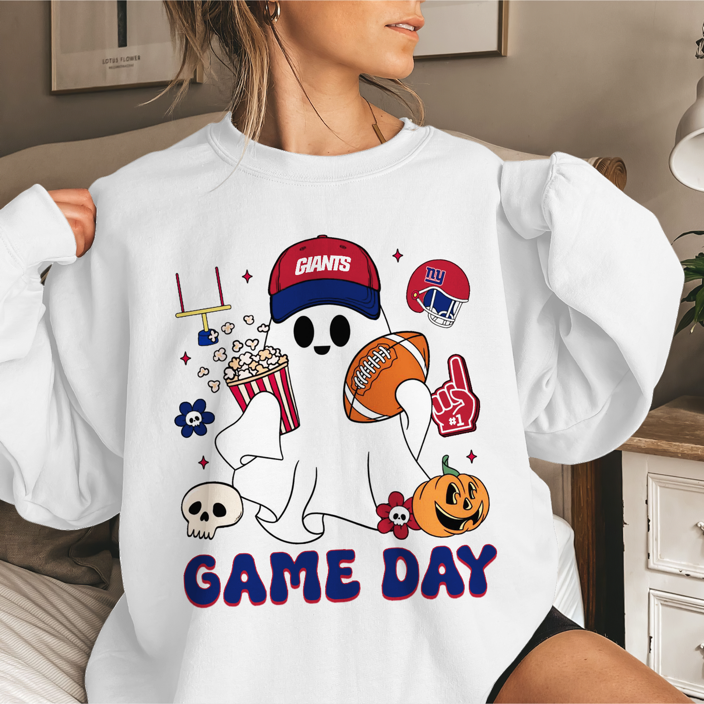 NYG Game Day Football Ghost Sweatshirt DDT NTL