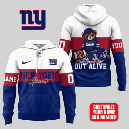 NYG Premium NFL Customizable Teddy Bear Hoodie DDT HLPHUONG