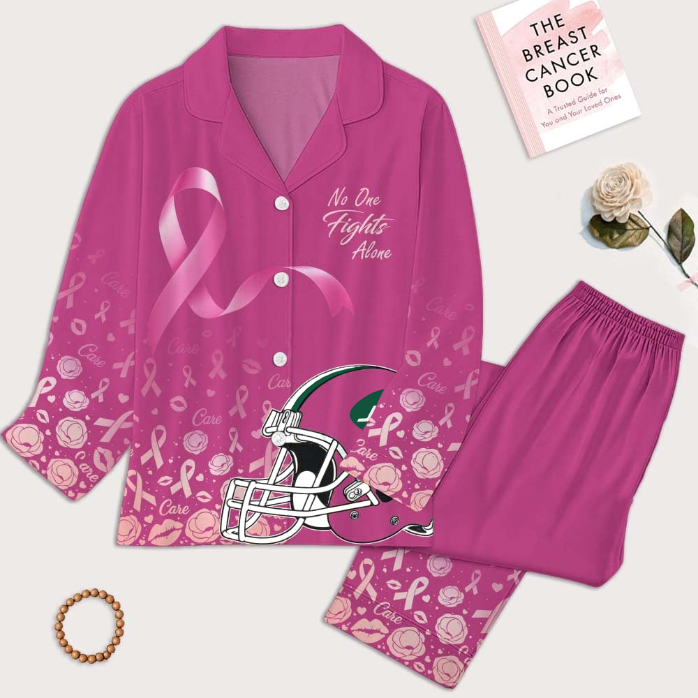 NYJ Premium NFL Breast Cancer October Button Pajamas Set DDT NTL