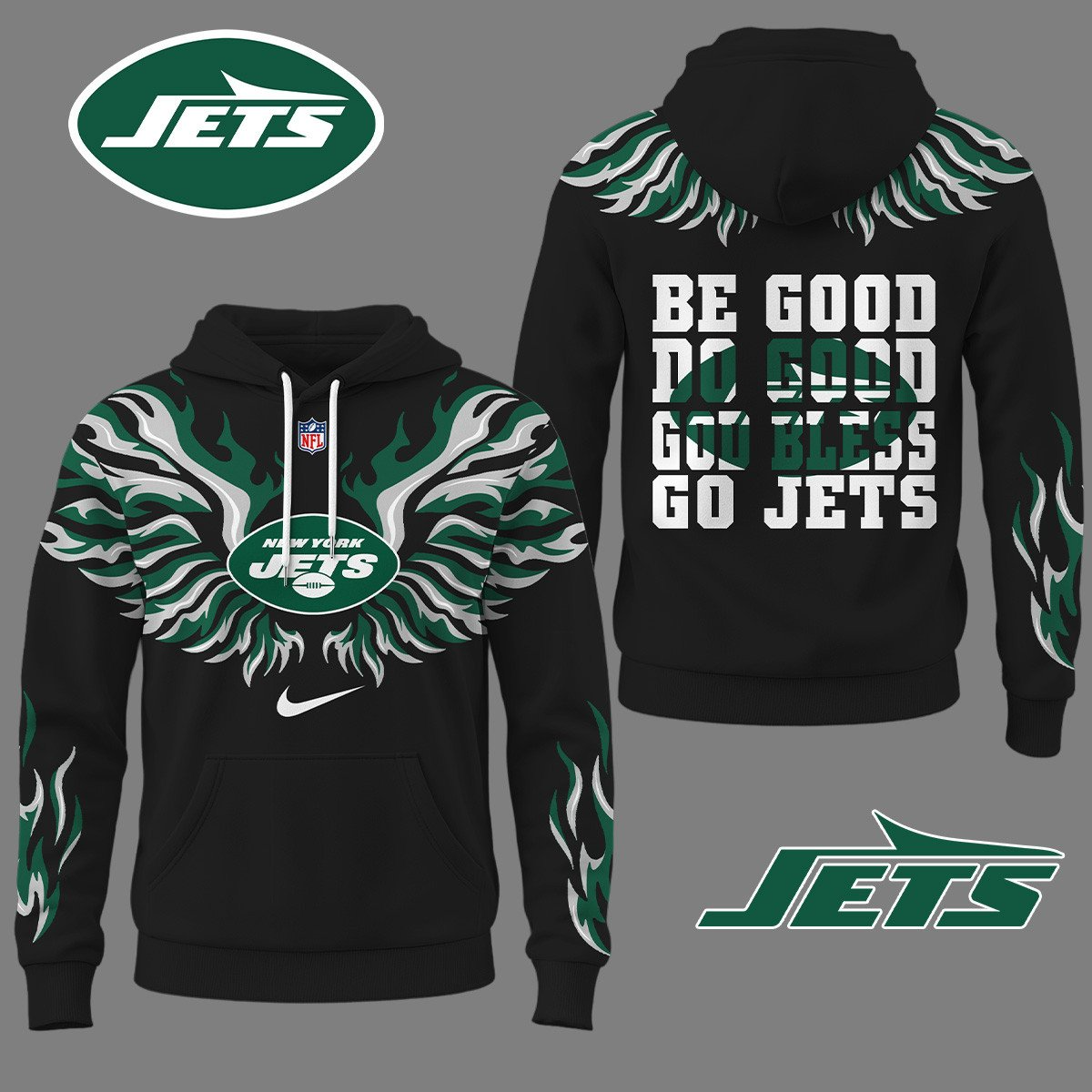NYJ Premium NFL Fire Wings 3D Hoodie DDT CTND