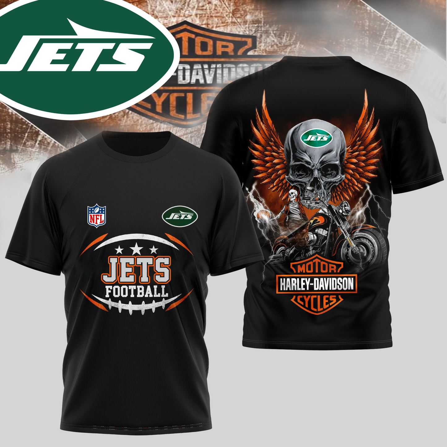 NYJ Premium NFL Motorcycle 3D Shirt DDT CTND