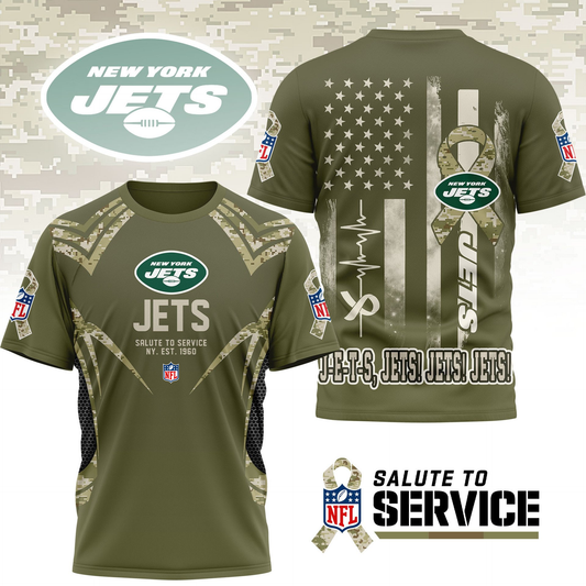 NYJ Premium NFL Salute to Service Camo 3D Shirt DDT CTND