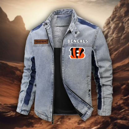 Personalized CIN Premium NFL Street Scar Denim Jacket DDT CTND