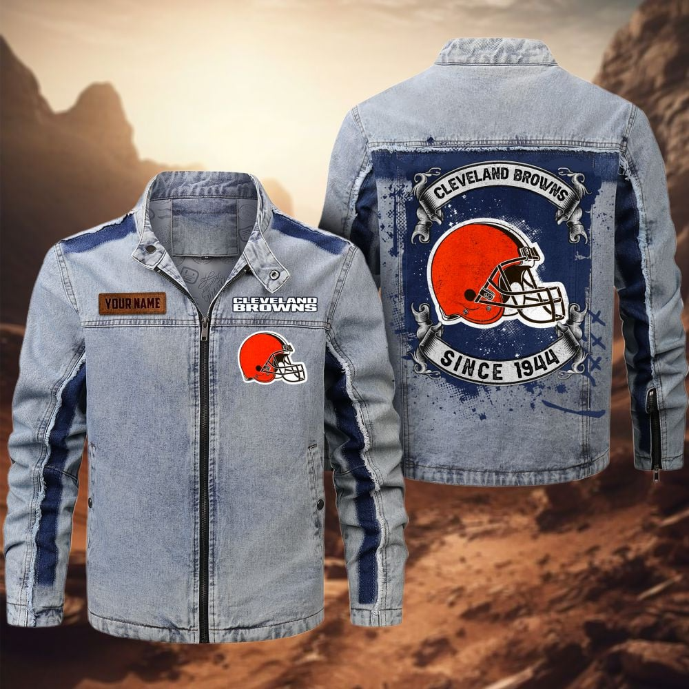 Personalized CLE Premium NFL Street Scar Denim Jacket DDT CTND