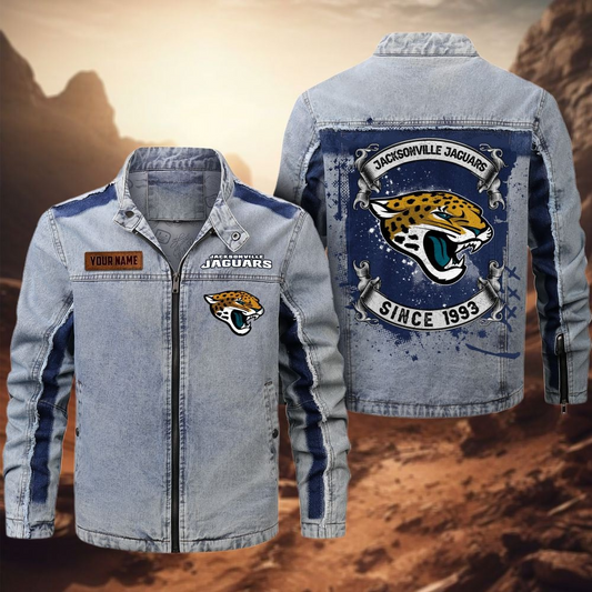 Personalized JJ Premium NFL Street Scar Denim Jacket DDT CTND